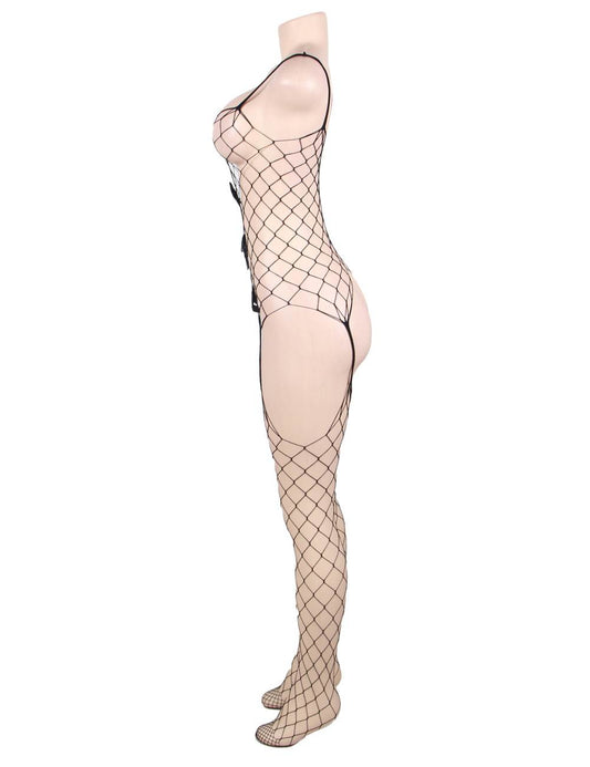 Bow Down Fishnet Bodysuit