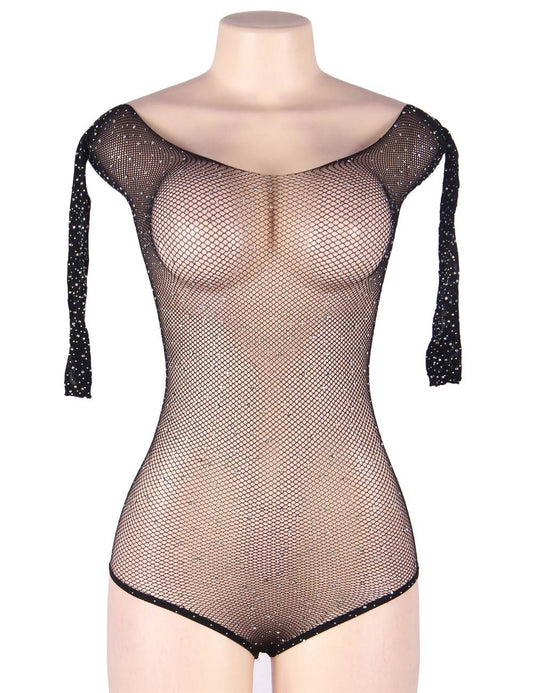 A Hot Mesh Bodysuit - Black