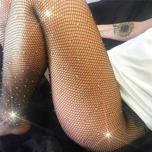 Rhinestone fishnet stockings