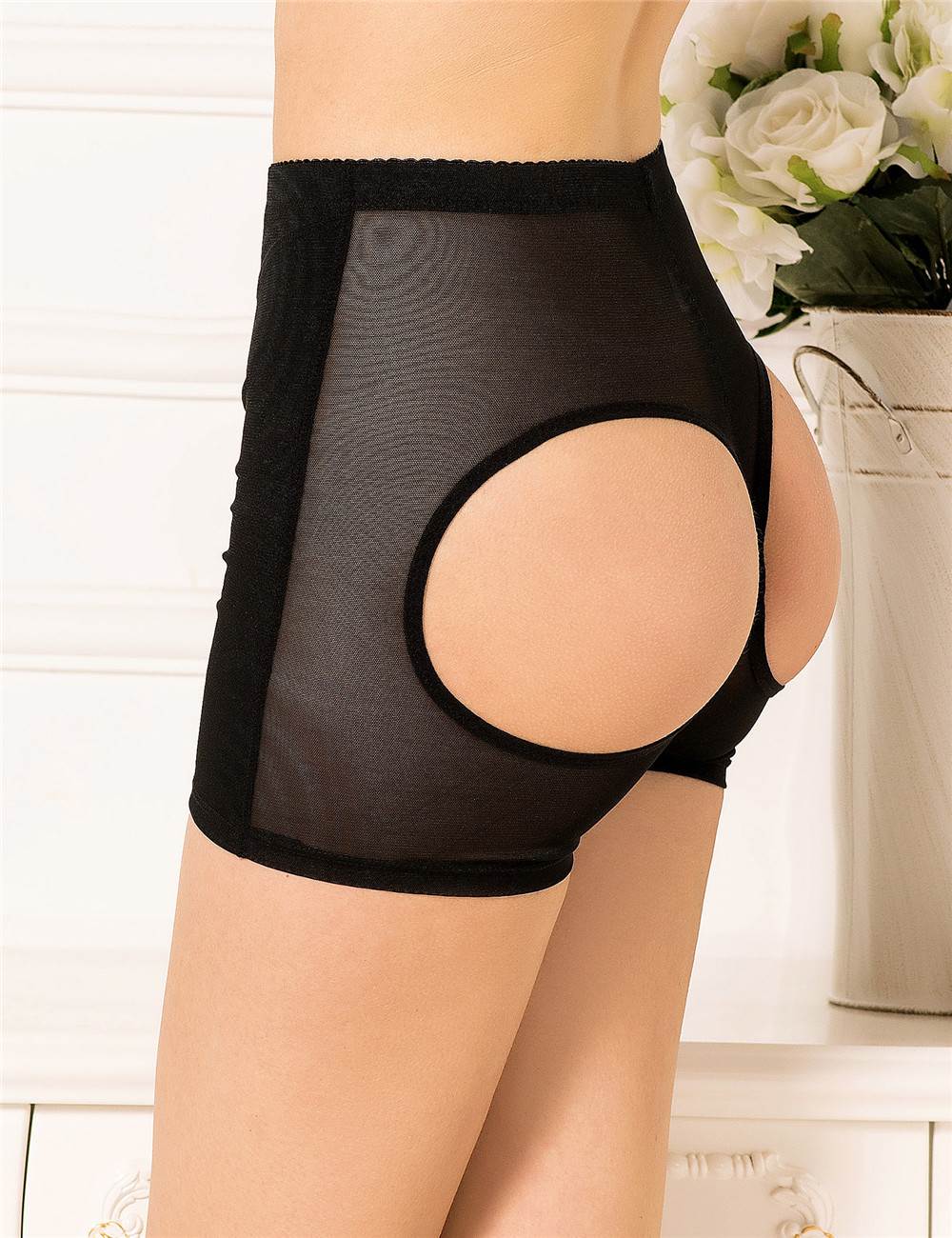 Butt Lifter Black Cutout Boyshorts