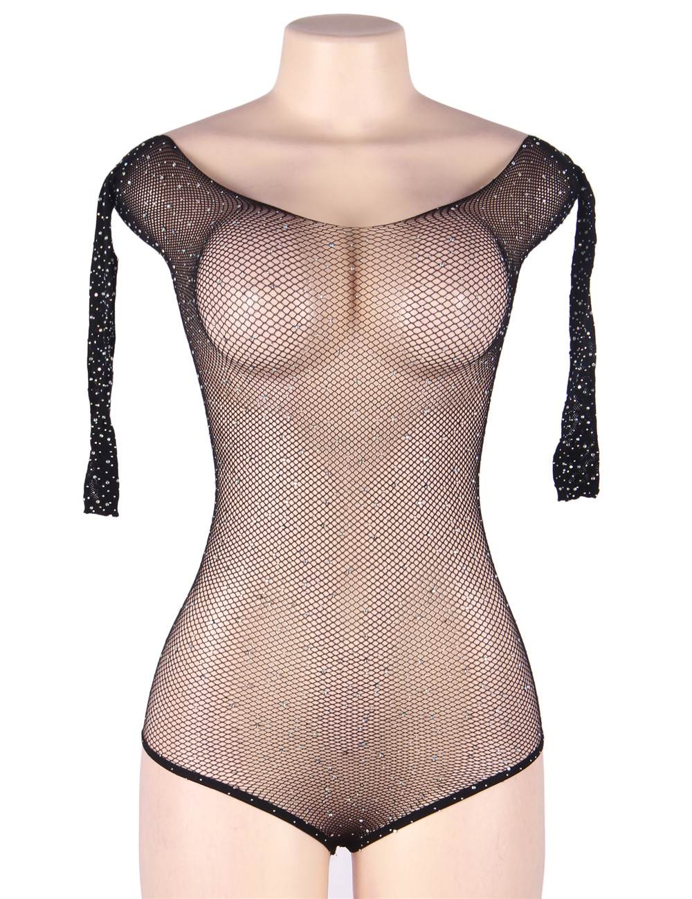 A Hot Mesh Bodysuit - Black