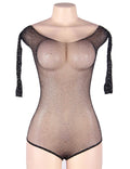 A Hot Mesh Bodysuit - Black