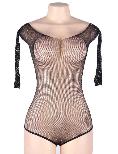 A Hot Mesh Bodysuit - Black
