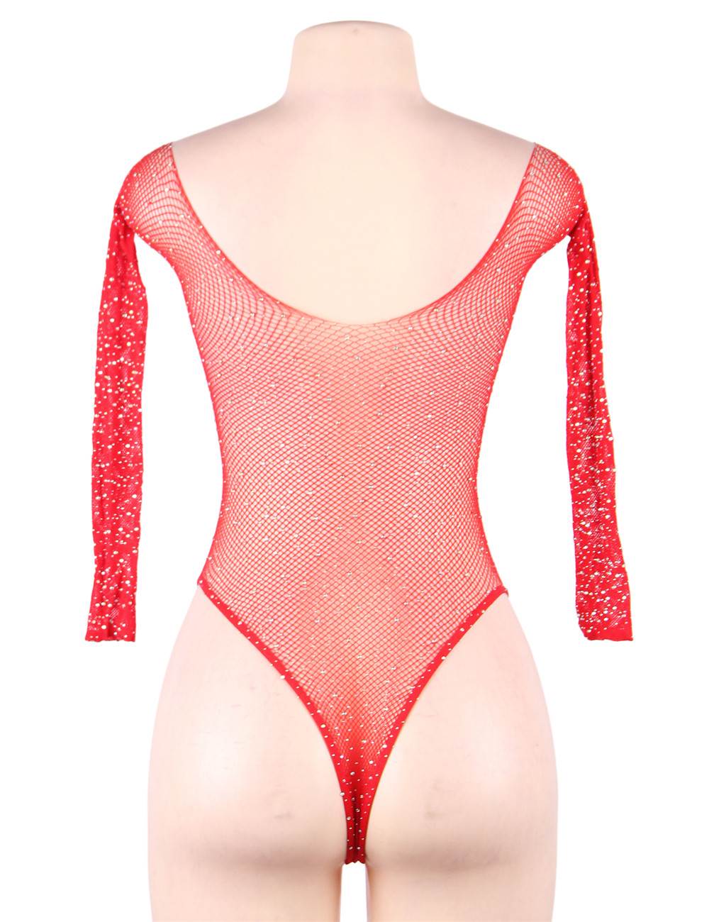 A Hot Mesh Fishnet Bodysuit - Red
