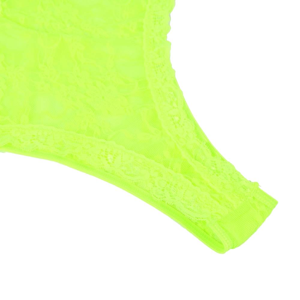 Lace Halter Bodysuit &amp; Stocking Set - Green