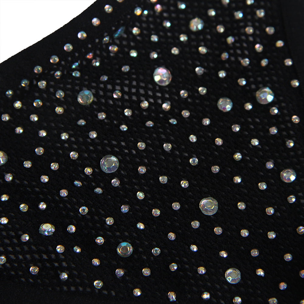 Diamond Fishnet Bodystocking with Gloves - Black