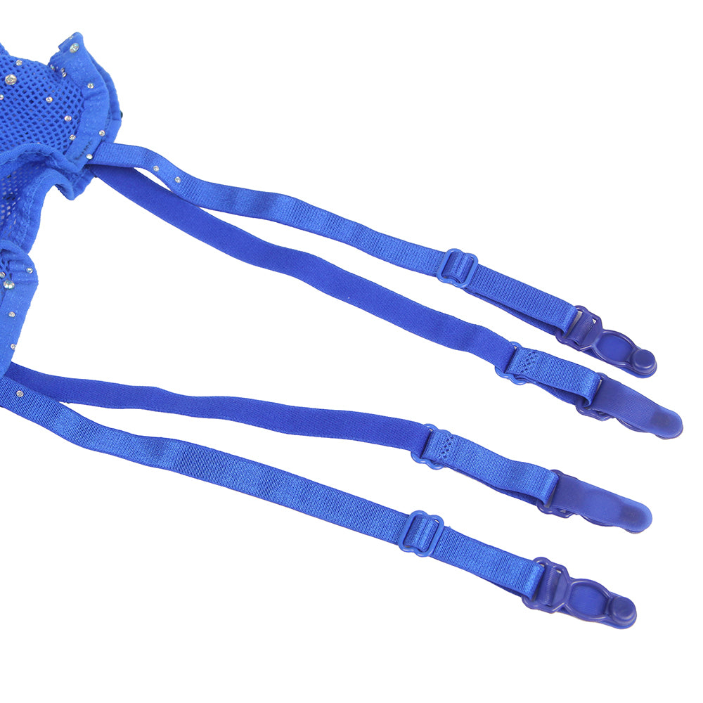 Diamond Fishnet Bodystocking with Gloves - Blue