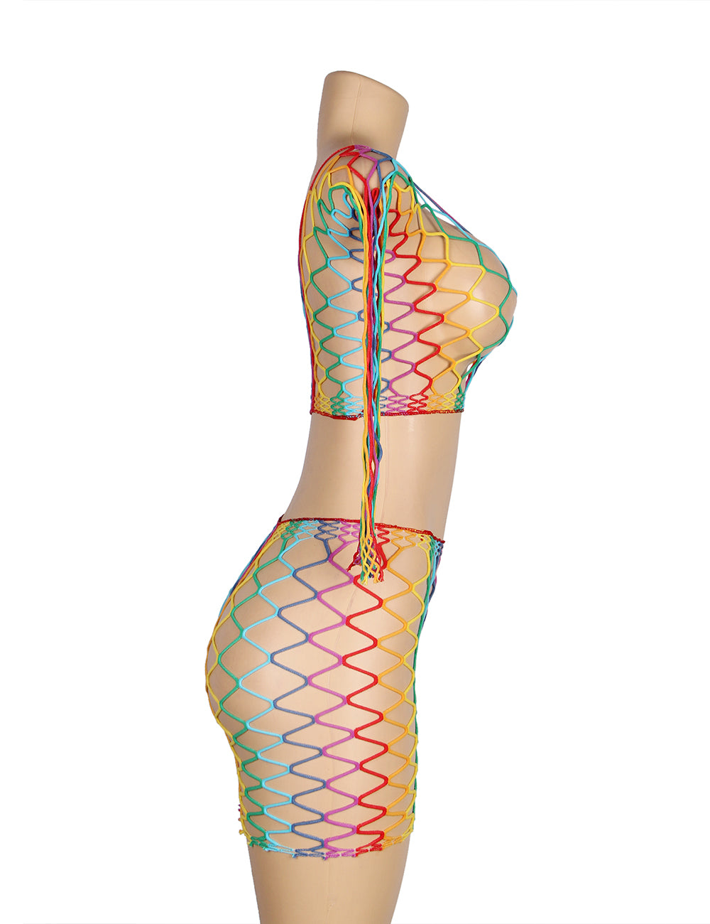 Rainbow Fishnet Set