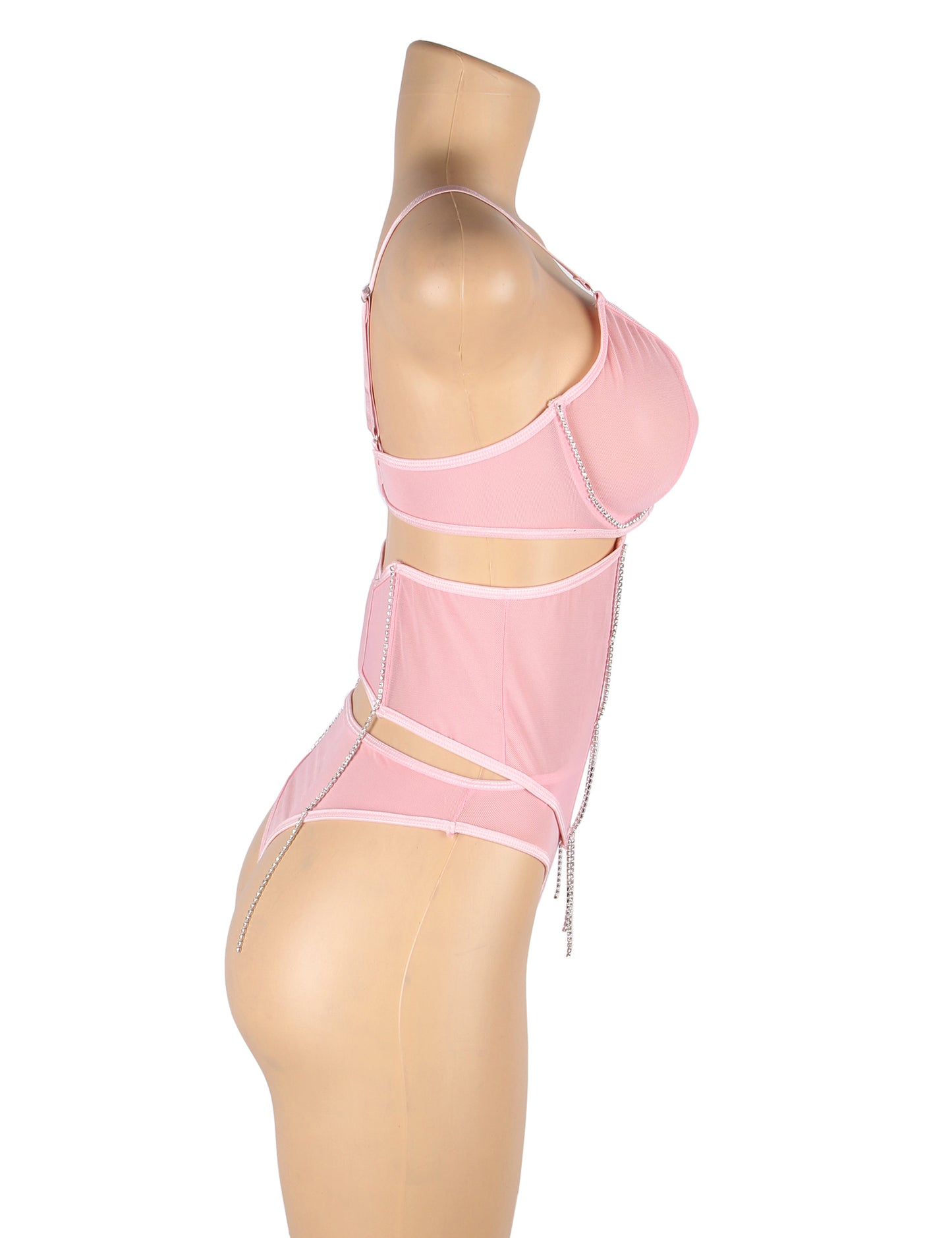 Pink mesh bra set