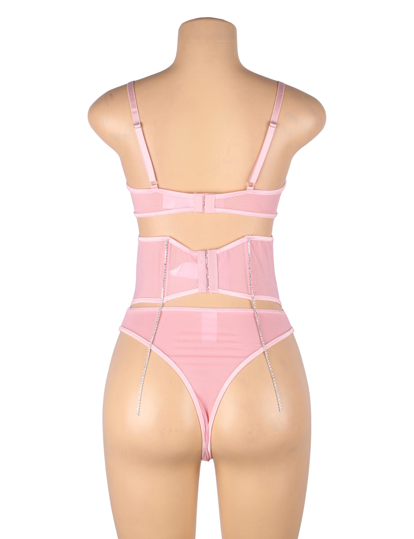 Pink mesh bra set