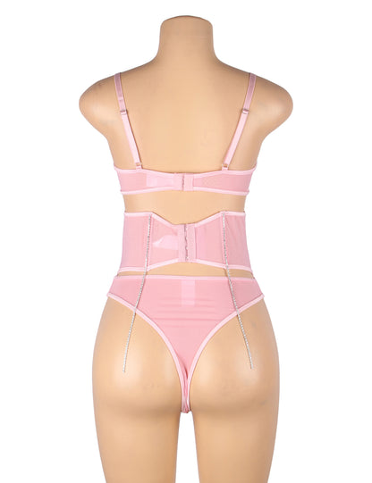 Pink mesh bra set