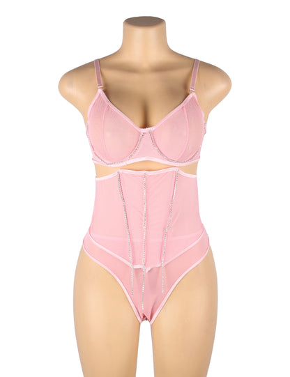 Pink mesh bra set