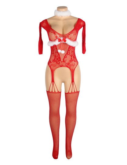 Santa Baby Fishnet Bodystocking