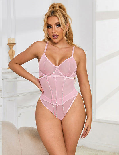 Pink mesh bra set