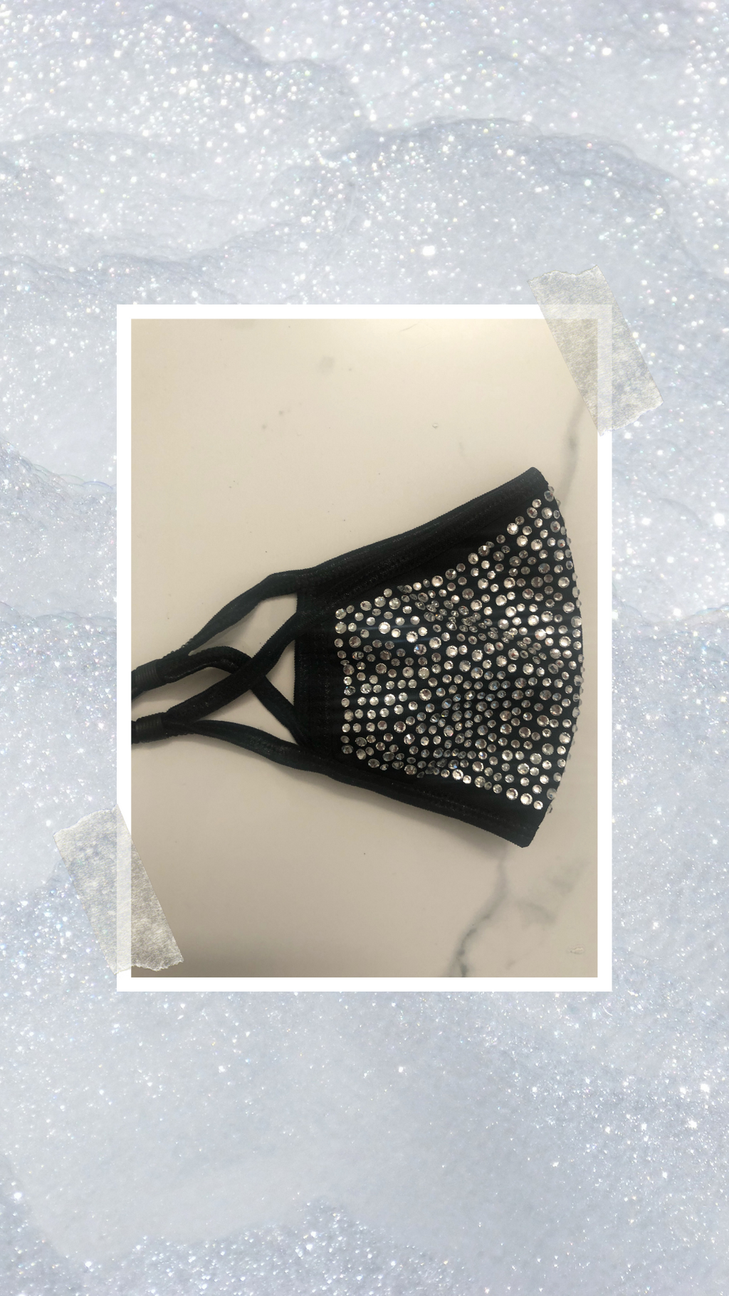 Cotton face mask with rhinestones