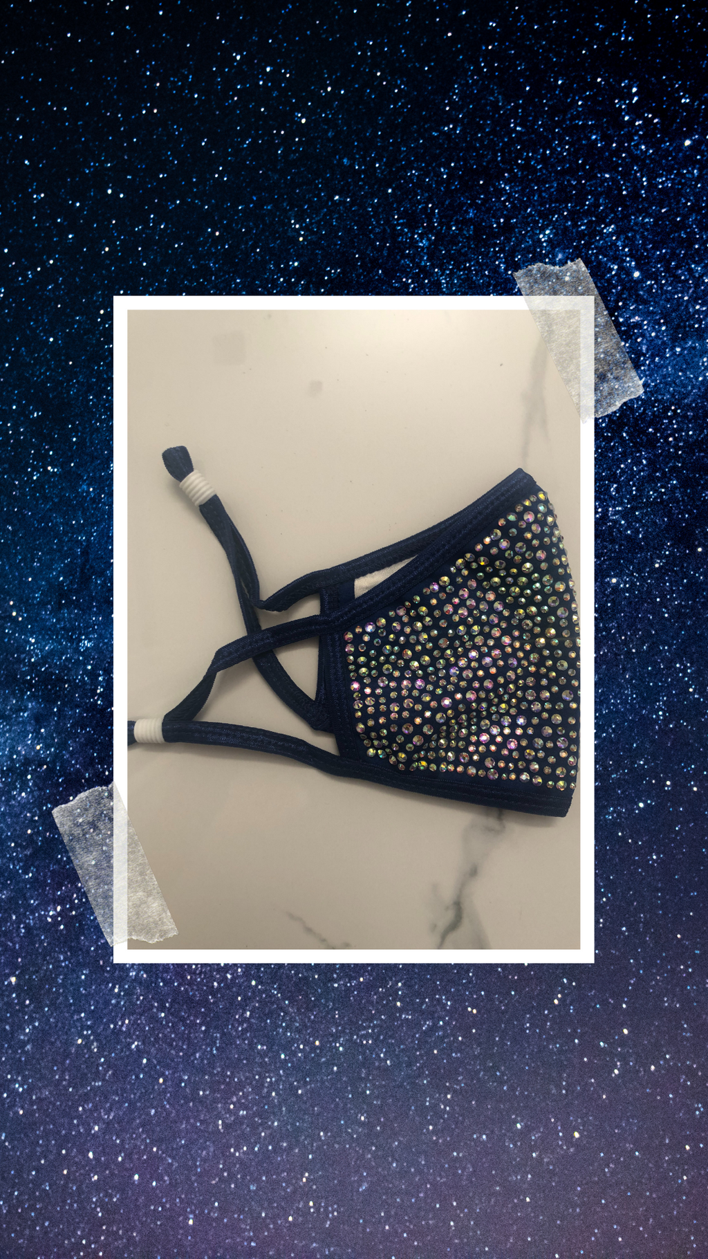 Cotton Face Mask With Rhinestones