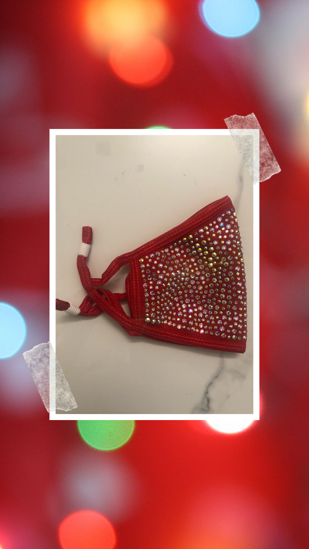 Red with Iridescent Rhinestones