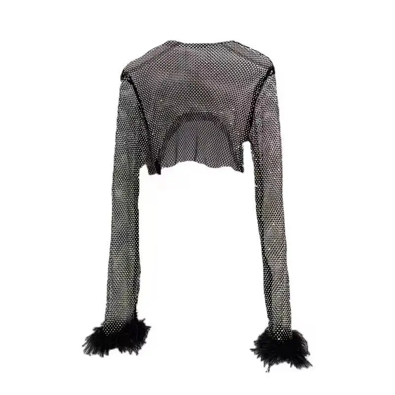 Wildest Dreams Rhinestone Feather Shrug