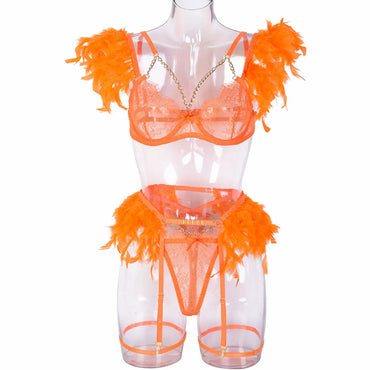 Feel My Needs Feather Lingerie Set